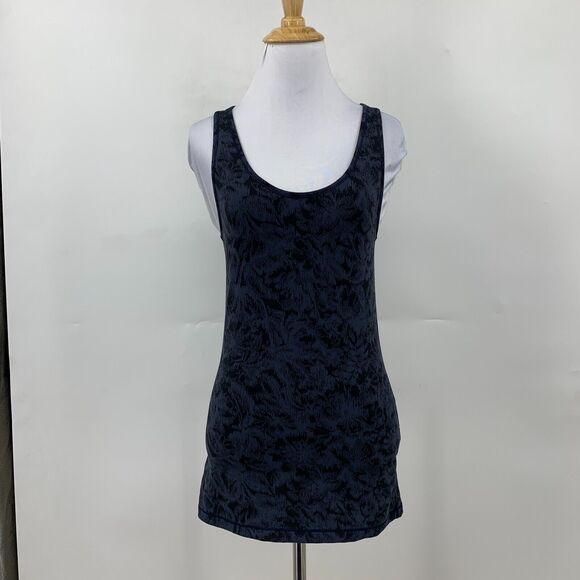Athleta Textured Tank Top Womens S Small Navy Blue Scoop Neck Sleeveless Stretch - Picture 3 of 11